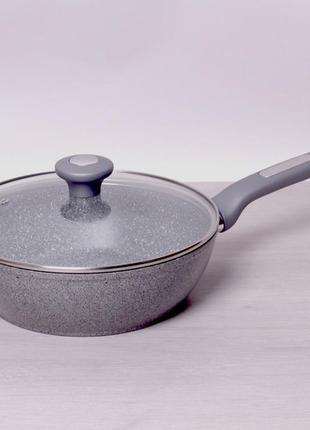 Сковорода-сотейник kamille granite d 24 см с крышкой km-4275gr