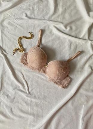 Зручний рожевий бюстгальтер з мереживом та пушапом, ліф 75b