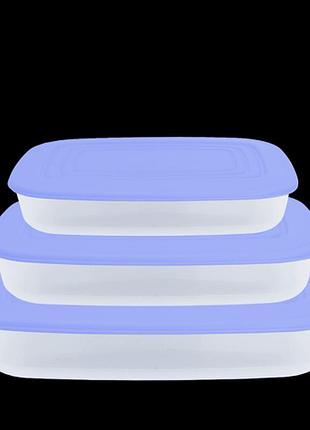 Набор прямоугольных контейнеров для пищевых продуктов 3 шт алеана фиолетовый 167020