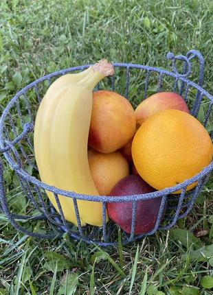 Кошик для фруктів на підніжкі завиток — 25х25 см 1025, сірий мармур2 фото