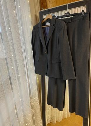 Брючный костюм серого цвета на подкладке штаны + пиджак7 фото