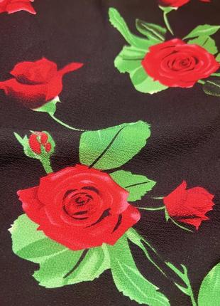 Нарядна блуза, блуза в квітковий принт, квіти, троянди, великого розміру, батал, плечі4 фото