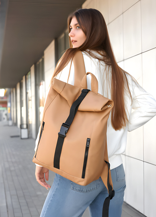 Нова колекція! вишуканий рюкзак sambag rolltop one бежевий3 фото