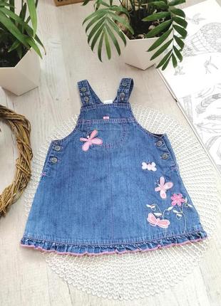 Милое джинсовое платье комбинезон на 3-6 мес с вышывкой некст