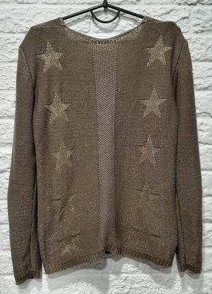 Женский свитер бежевый с звездами с камушками размер xs-s-m4 фото