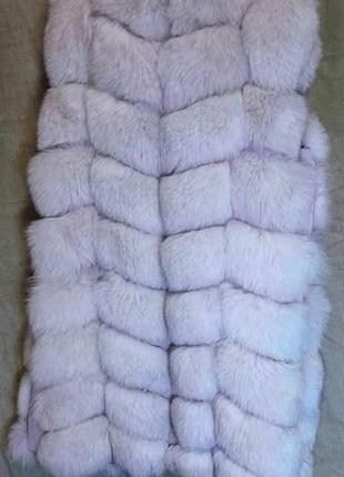 Жилетка шуба бело- розовая серебро из финского песца1 фото