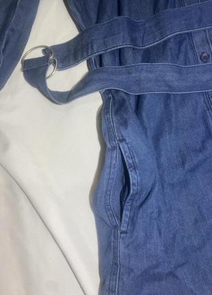 Джинсовая рубашка с карманами джинсовое платье с поясом, джинсовая туника5 фото