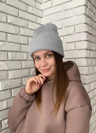 Серая унисекс шапка