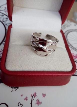 Серебряное кольцо в технике мятого литья5 фото