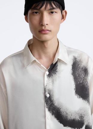 Рубашка мужская белая с принтом zara new6 фото