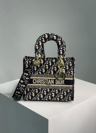 Сумка christian dior medium lady d-lite bag black/tiger