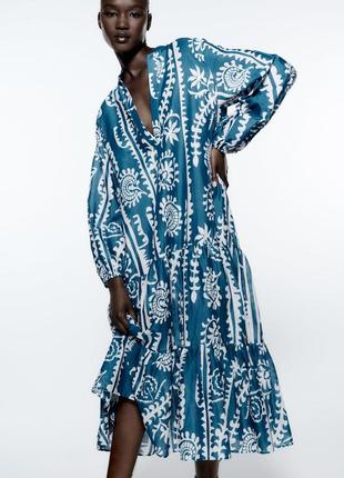 Красивое качественное платье zara свободного кроя, размер s, оригинал, 100% хлопок4 фото