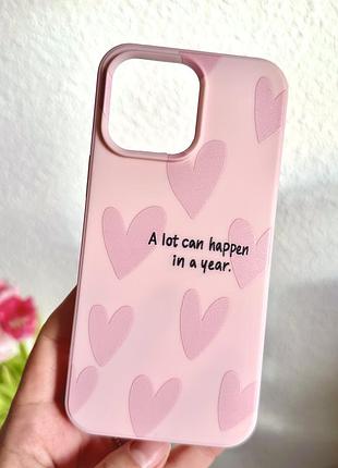 Чохол iphone 14 pro max рожевий з написом