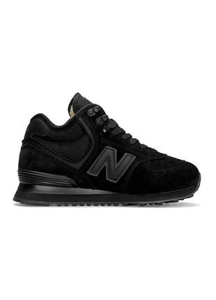 New balance 574 высокие зима черные