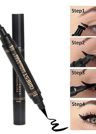 Подводка-штамп для стрелок dual stamp eyeliner двухсторонняя подводка для глаз фломастер черный карандаш маркер с примером2 фото