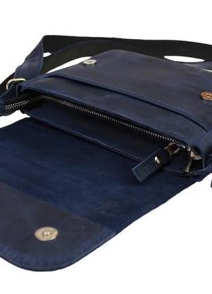 Жіноча шкіряна сумка клатч синього кольору6 фото