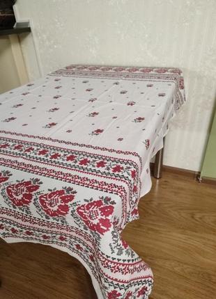 Натуральная льняная скартерть в украинском стиле 110*150, 180*150, 150*220