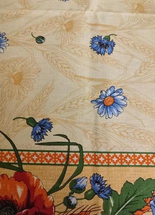 Натуральна льняна скартертина в українському стилі маки ромашки 110*150, 180*150, 150*2204 фото