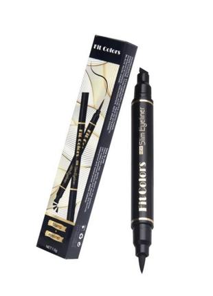 Підводка-штамп для стрілок dual stamp eyeliner двостороння підводка для очей фломастер чорний олівець маркер із прикладом водостійка4 фото