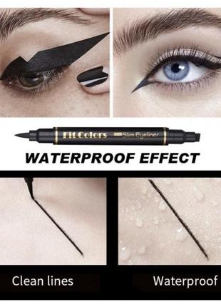 Подводка-штамп для стрелок dual stamp eyeliner двухсторонняя подводка для глаз фломастер черный карандаш маркер с примером водостойкая3 фото