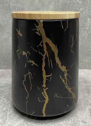 Банка фарфоровая с бамбуковой крышкой 720 мл черная bona di 805-721