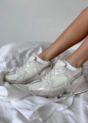Снижка! new balance beige silver женские кроссовки Debles кожаные бежевые2 фото