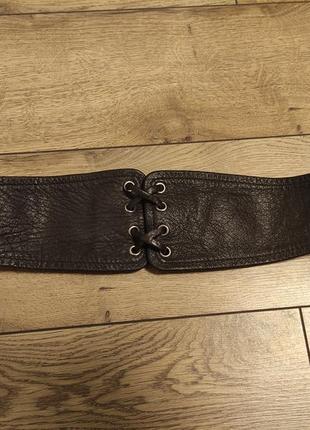 Кожаный натуральный пояс на талию женский р. s / m темно коричневый ремень3 фото