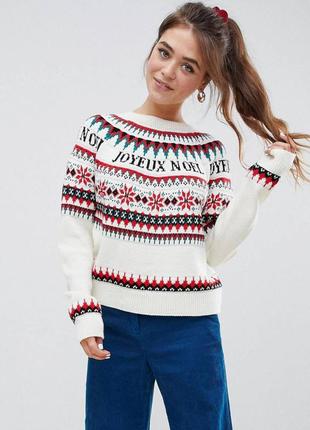 Asos design - рождественский свитер с жаккардовым узором с надписью