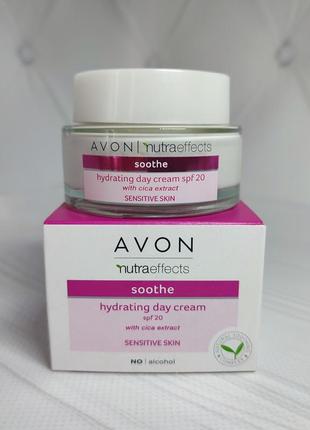 Зволожувальний денний крем для обличчя spf 20 nutraeffects avon для чутливої шкіри