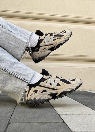 Стильные женские кроссовки new balance 610 aluminum бежевые с чёрным