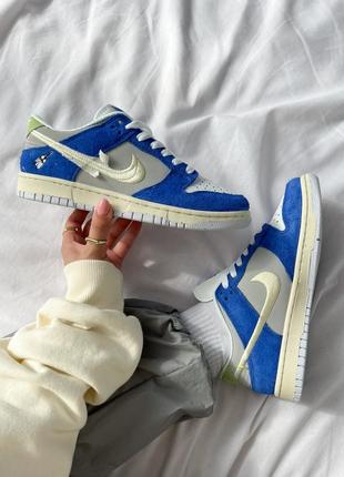 Крутейшие кастомные кроссовки fly streetwear x nike sb dunk low pro gardenia синие с белым унисекс 36-45 р