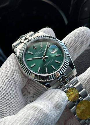 Швейцарские часы rolex datejust green 41 mm. топ качество3 фото