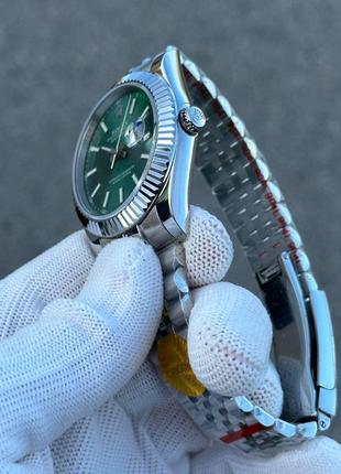 Швейцарские часы rolex datejust green 41 mm. топ качество7 фото