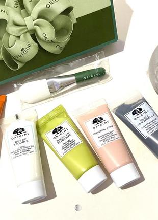 Набір масок для обличчя з пензликом для нанесення маски origins  gifts for me-time 5 mini masking essentials