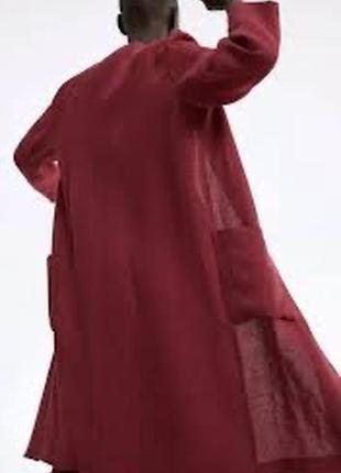 Zara льняное пальто с карманами р.м3 фото