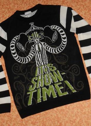 Светр в'язаний джемпер beetlejuice showtime/бітлджус/тім бертон