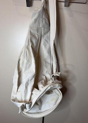 Рюкзак білий тканевий на замку з шлейками стильний вінтаж vintage3 фото