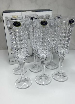 Набор бокалов для шампанского 120 мл 6 шт bohemia diamond crystalite 1kd27 99t41 1202 фото