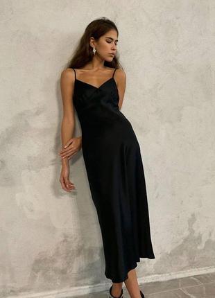 Платье: черная, платье миди женское свободного кроя на бретельках, стильное платье2 фото