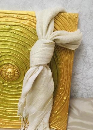 Золотой шарф палантин 170x68 см4 фото