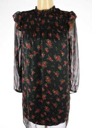 Милое платье из шифона с цветочным принтом1 фото