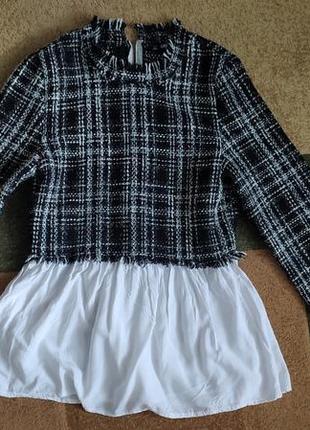 Шикарная твидовая джемпер свитер рубашка блуза блузка кофта кофточка 32,34, ххс, хс размер