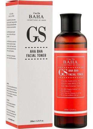 Тонер з кислотами для проблемної шкіри cos de baha aha bha gs facial toner 200ml