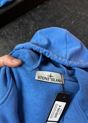 Stone island cotton fleece zip hoodie sweater - periwinkle 💣7 фото