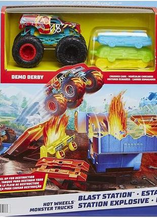 Игровой набор хот вилс приключения на станции hot wheels monster trucks blast station hfb121 фото