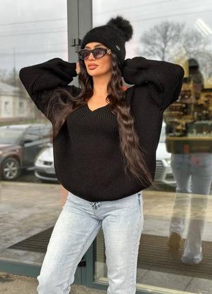 Молодежный женский свитер с глубоким декольте ✅код:  217-14 фото