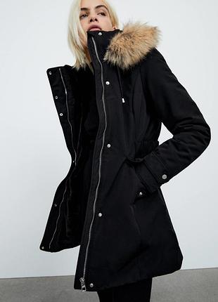 Парка зимова жіноча куртка "zara" чорна
