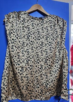 Базова леопардова блуза з підплічниками2 фото