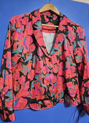 Вкорочена блуза в квіти, квіткова блуза, базова блуза3 фото