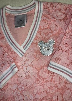 Платье розовое ажурное mone для девочки 9-10 г3 фото
